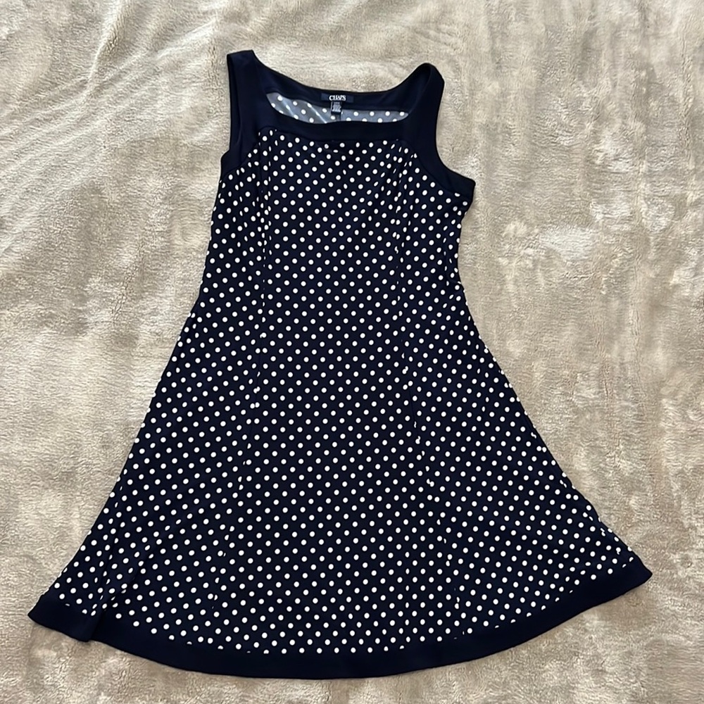 Chaps Navy Flared Dress-Size L